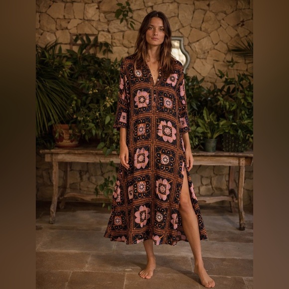 New! Natalie Martin Isobel Multicolor Paterned Midi Dress 🌸 Small - Picture 3 of 11